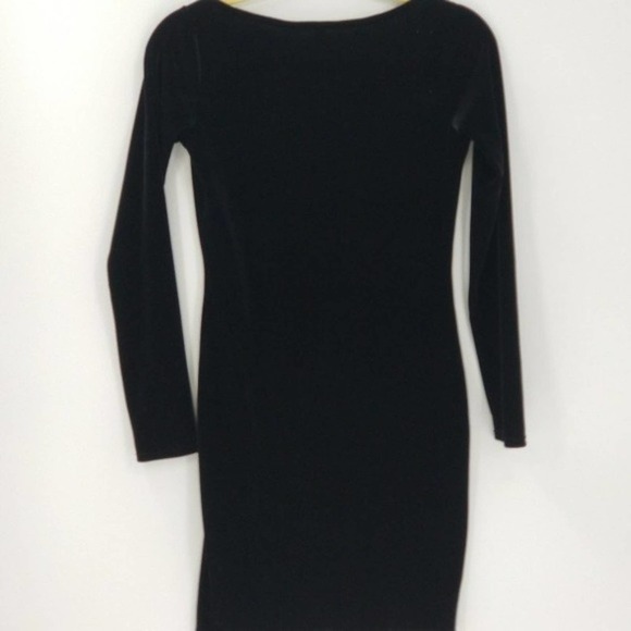 Rachel Pally Black Long Sleeve Velvet Scoop Neck Bodycon Dress Size Small - Picture 3 of 6